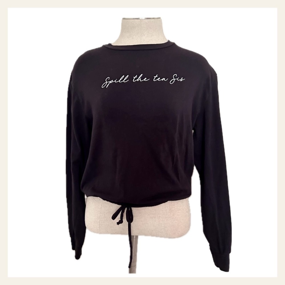 Spill The Tea Sis Cropped Drawstring Shirt M